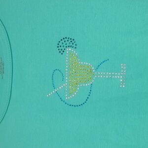 Margarita Tshirt Short Sleeve Crystal Decal Teal Crew Neck Resortwear Cruise EUC